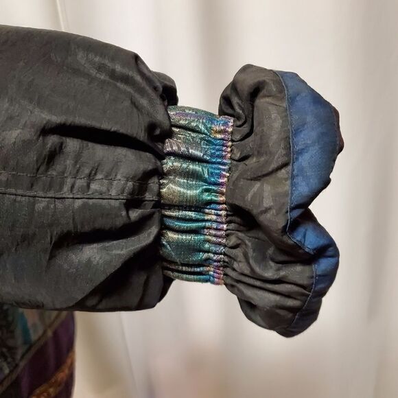 Vintage 80s Retro ELCO Down Filled Iridescent Floral Patchwork Puffer Jacket Lg - Picture 9 of 14